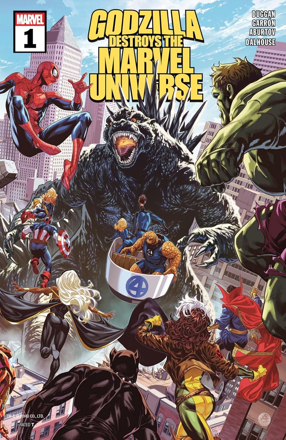 Godzilla Destroys Marvel U #1 cover